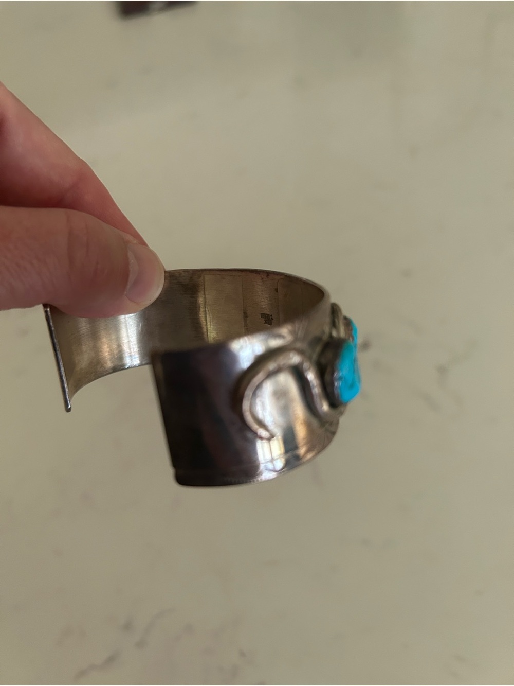 Effie C. Zuni Sterling Silver Turquoise Snake Cuff Bracelet - Picture 4 of 7